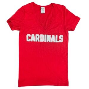 PINK VS St. Louis Cardinals Baseball Red Sequined V-Neck Tee Size‎ Medium